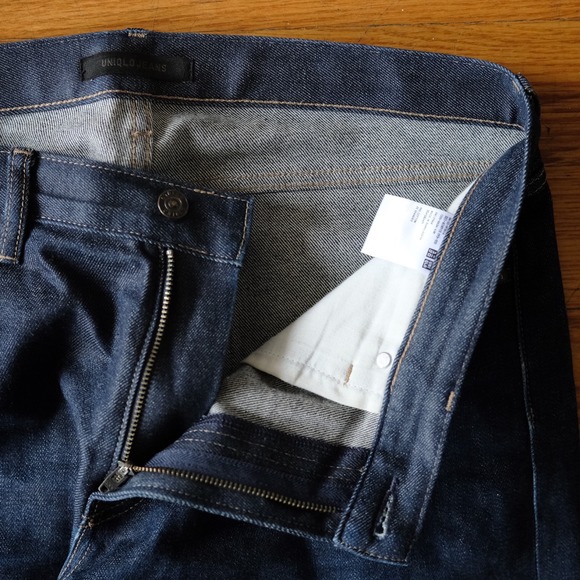 Uniqlo Jeans Men's Slim Straight Dark Wash Denim Cotton Spandex Size 35x28 - Picture 5 of 12